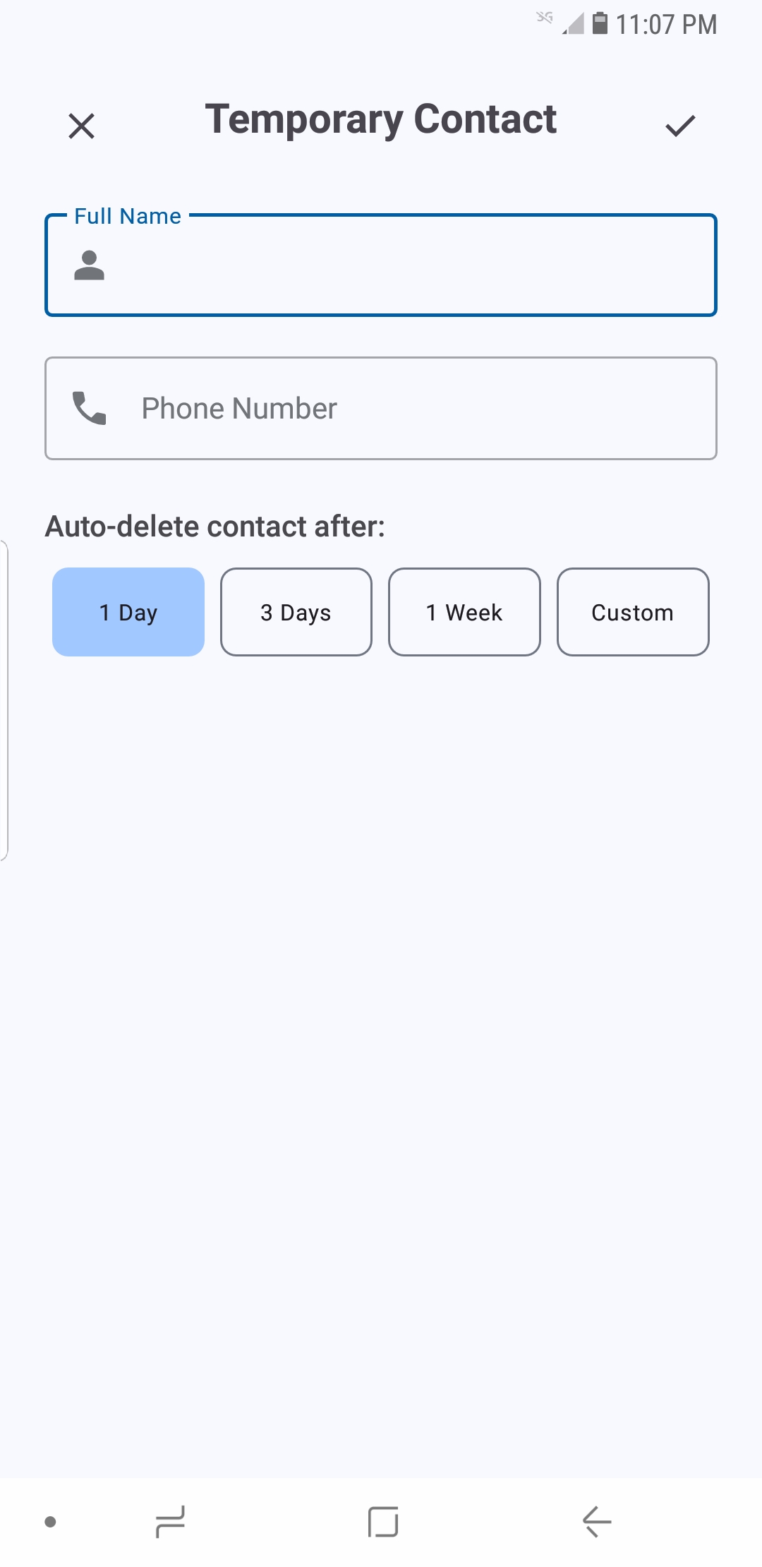 Temp Contact app screenshot